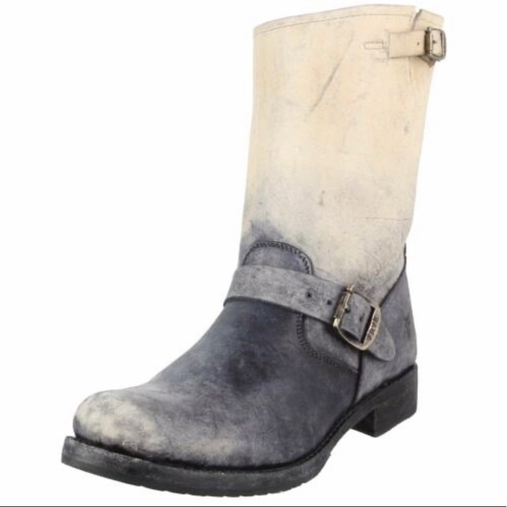 Frye Distressed Engineer Boots in Stonewash